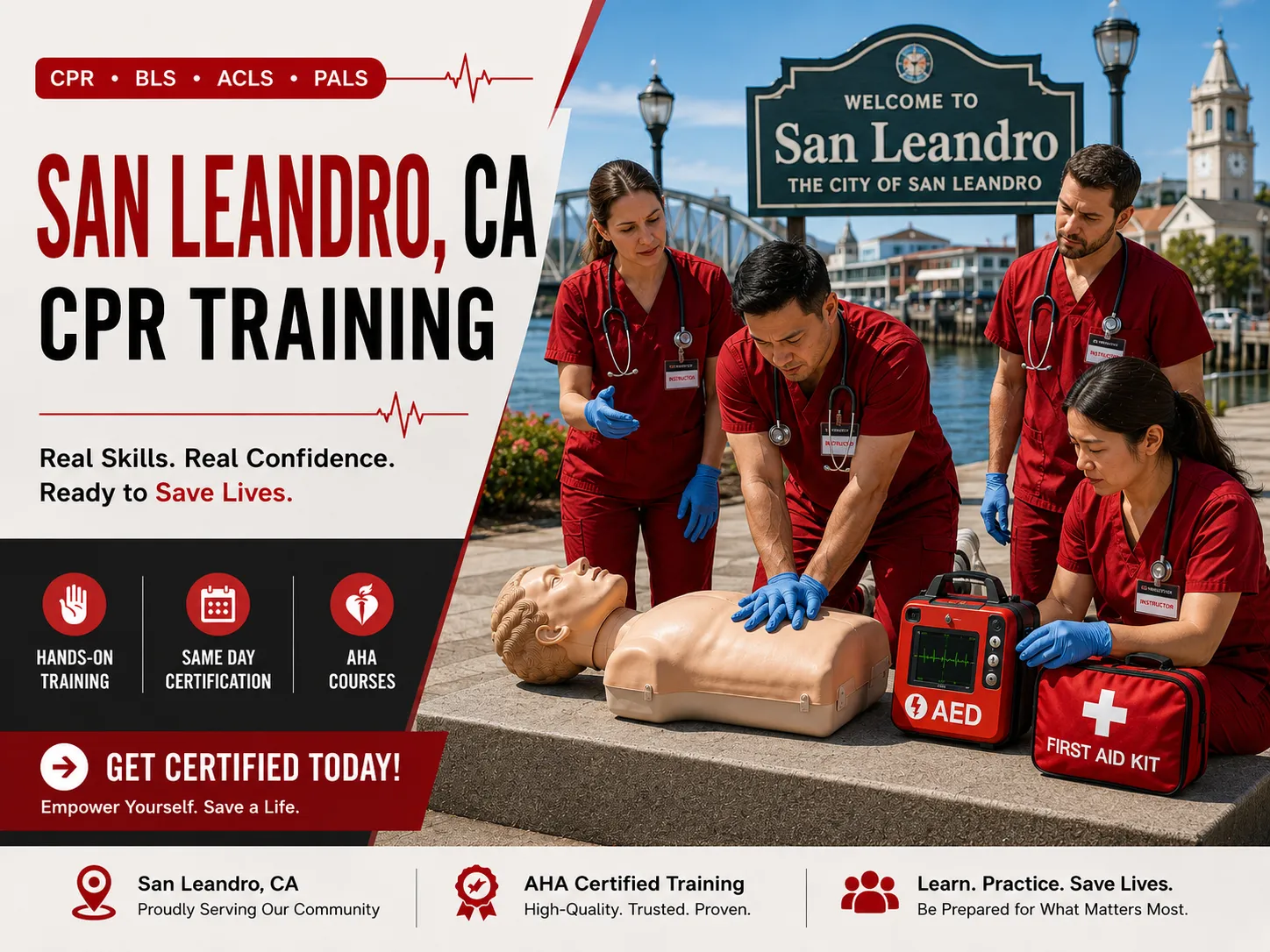CPR and AED hands-on training in San Leandro, CA – BLS certified