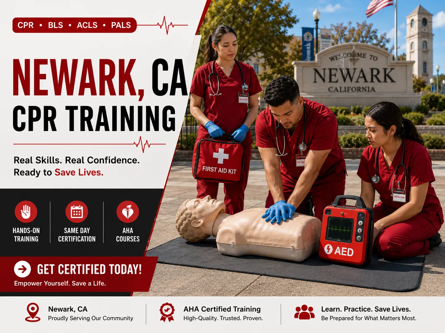 Infant and adult CPR certification class in Newark, California